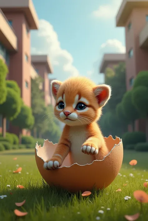 Baby puma coming out of an egg UNAM
