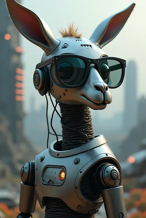 A llama wearing mechanic glasses with robotic arms ( the arms have to stay by her side)
