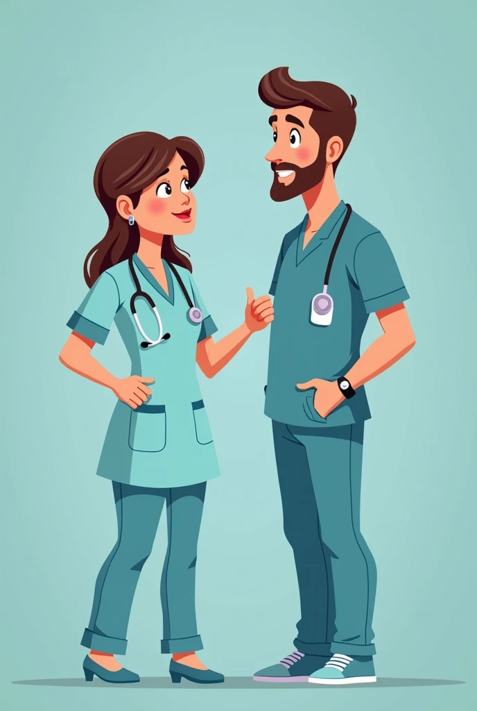 Male nurse and neonatal nurse animated