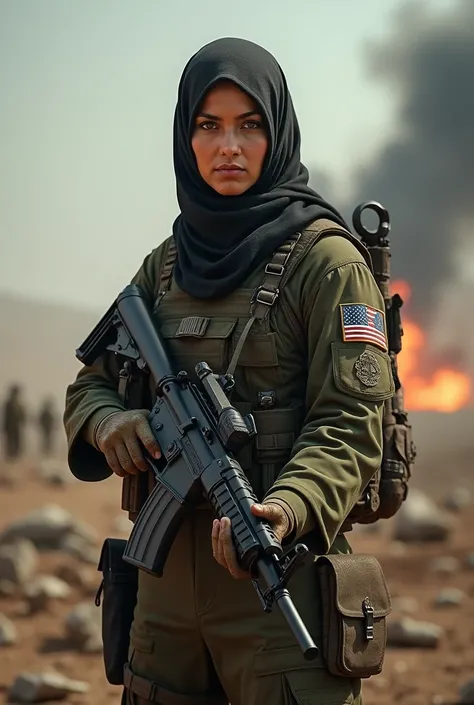 Female muslim soldier middle age