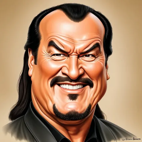 funny caricature of Simon Ballister (Steven Seagal)