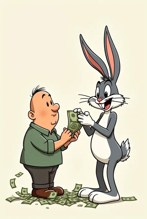 Bodoque character from 31 minutes and bugs bunny counting money