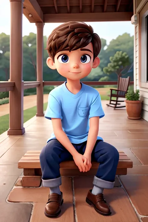 boy sitting on the porch