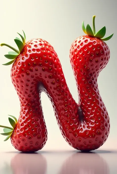 The letter N with a strawberry