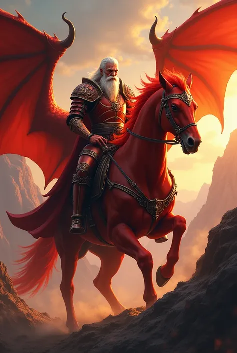 Red knight with fire drake as companion