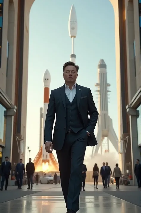 Elo Musk arriving at SpaceX