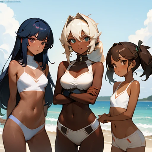 3 girls with different tans