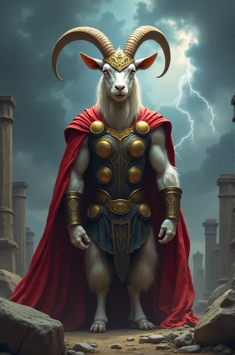 A goat dressed as Thor