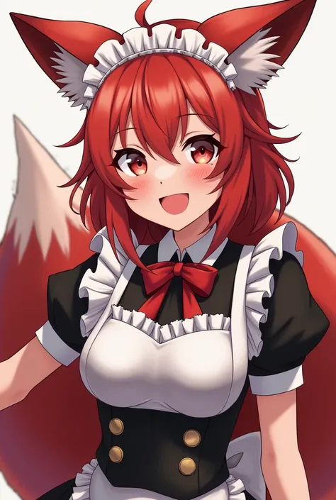 red fox, naughty man, very strong, maid outfit, アニメ

