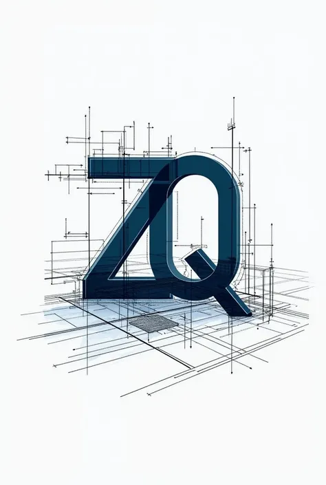 Create a logo for an engineering company called Z&Q that has the form of a construction plan