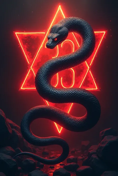 Imposing snake and the number 33 highlighted;inside a red triangle 