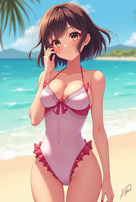 Girl in anime swimsuit 