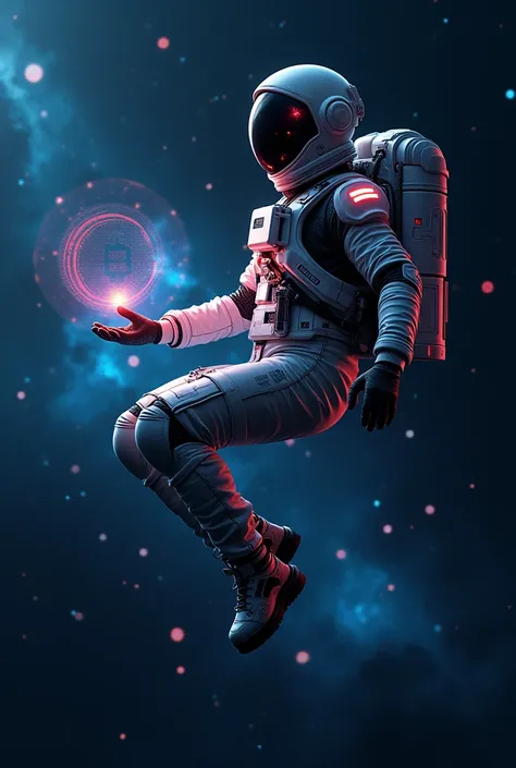 Floating spaceman,cyberpunk,Astronauts look at the K-line,Bitcoin,Background of the vast universe