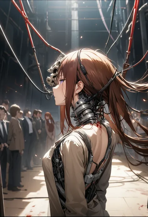 one girl, (makise kurisu, steinsgate),(((masterpiece))), ((highest quality)), (super detail), (cg illustration), (so beautiful))...