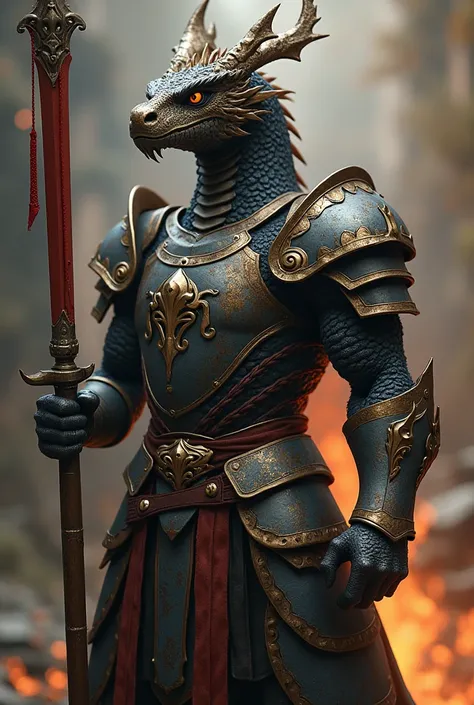 create a dragon with armor and ready to fight

