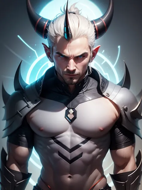 Man with futuristic horns and shape