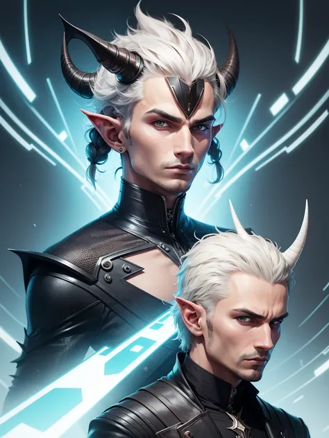 Man with futuristic horns and shape