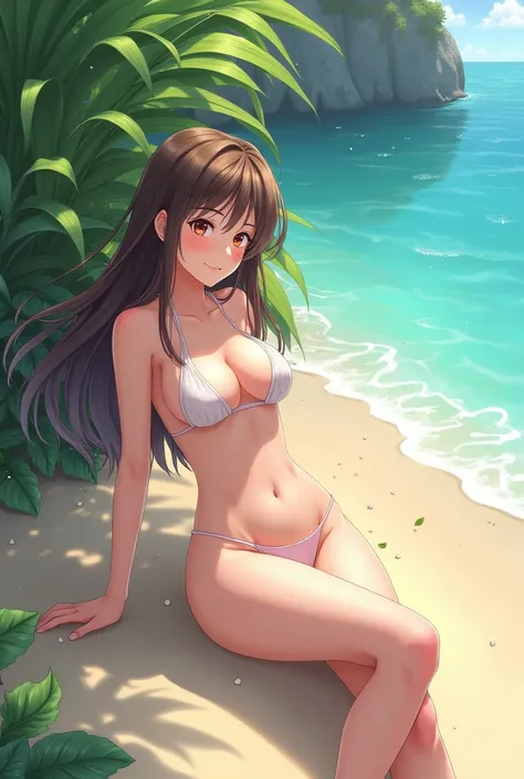 Anime girl on nude beach with nice body 