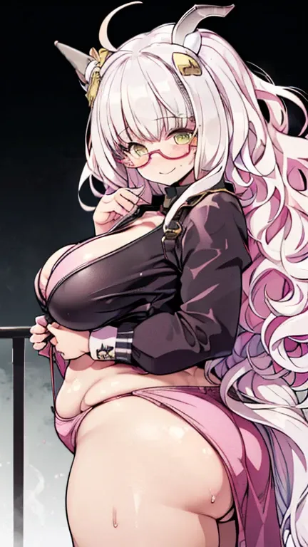 ((((Spectacle lady))))((8k)), highest quality, 超High resolution、(High resolution), nurse, ((pink nurse costume)), Overweight, extremely fat, ((chubby)), Japanese, long hair, straight hair((((Nipples))))((((areola))))((((sexly))))((((Super Breasts))))((((Sa...