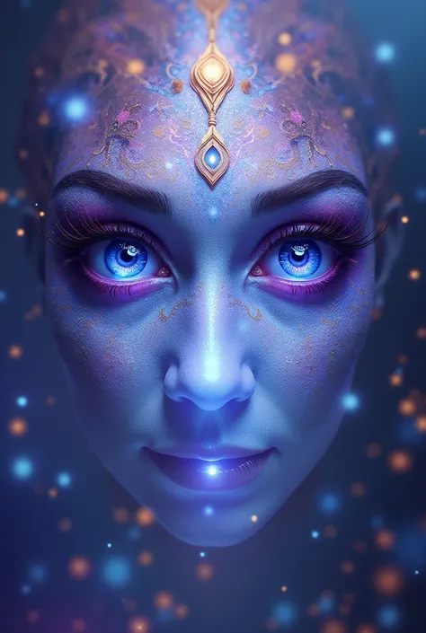 create the image of the all-seeing eyes, in shades of blue, lilac, purple and purple