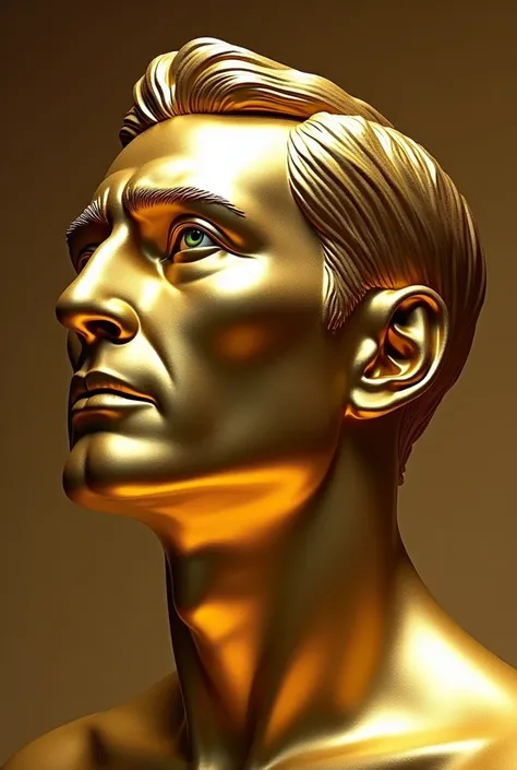 Gold statue of inside mans head thinking about money 