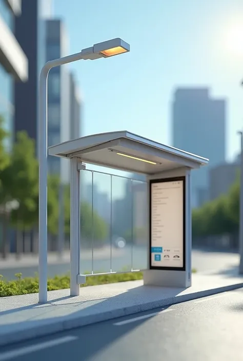 A model of a bus stop with an Arduino system included in a light pole at the station with the motion sensor but very little detail