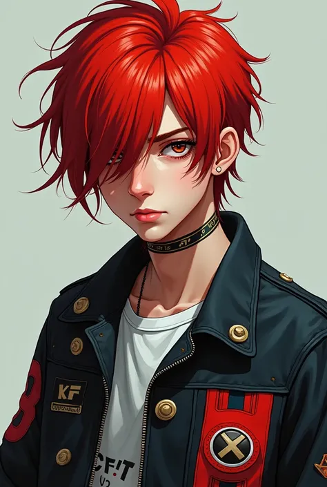 Emo jacket hair in the eye red hair boy and pop funco