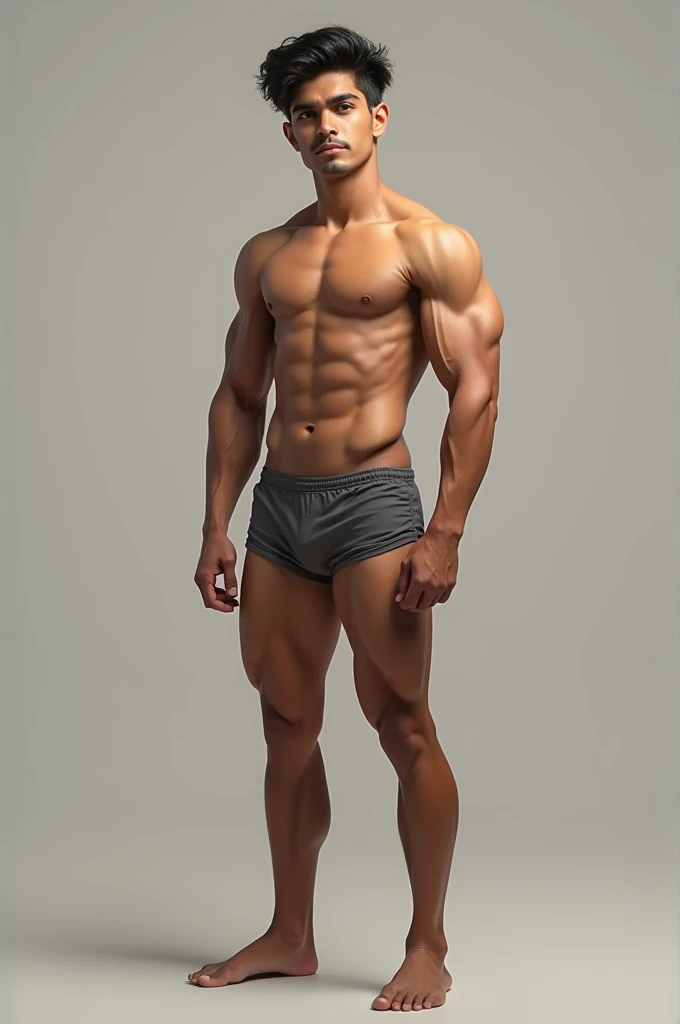 Creat a Indian teens muscular physique which should natural and have underdeveloped abs