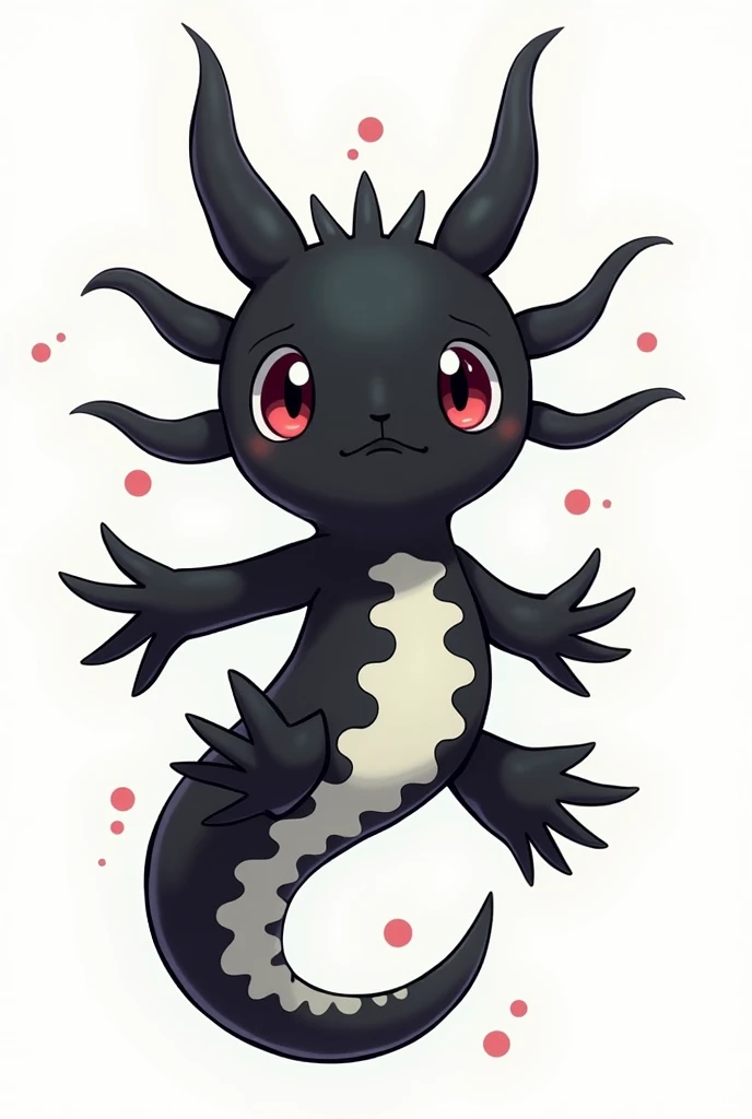 Design a black and white axolotl 
