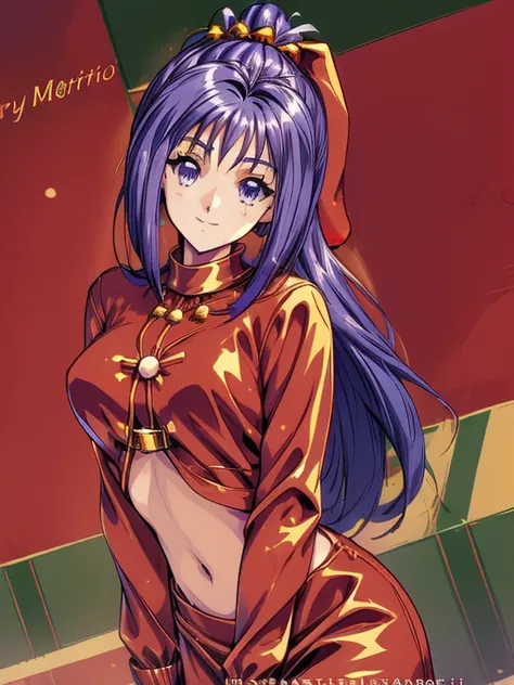 ((masterpiece)),((Ayako Katagiri)),((Katagiri Ayako)),((Mischievous Smile)),Anatomically perfect fingers,(((Christmas))),(((Santa Claus Costume))),winter,Separate costumes,Exposed navel,sexy