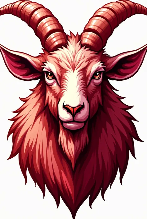 Semi realistic goat logo in red color the background without full body but a goat from a semi realistic game