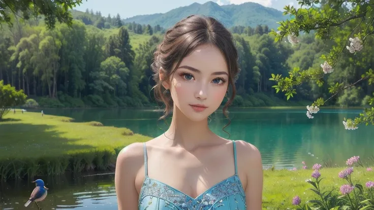 (1 girl, realistic, upper body, detailed face, beautiful dress), (best quality, masterpiece, high quality, 1girl, solo, (upper body, beautiful dress), illustration, beautiful detailed girl, beautiful detailed glow, beautiful detailed eyes, highres, detaile...