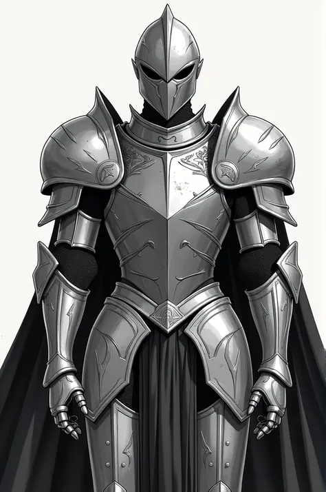 do a silver armor without the helmet, in black and white in the anime style knights of the zodiac from sign serpentarium 