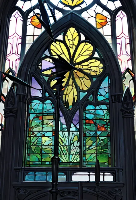 make a stained glass window with spike spiegel vs vicious.