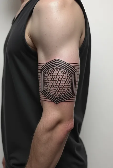 Mens armband tattoo with inner honeycomb 
