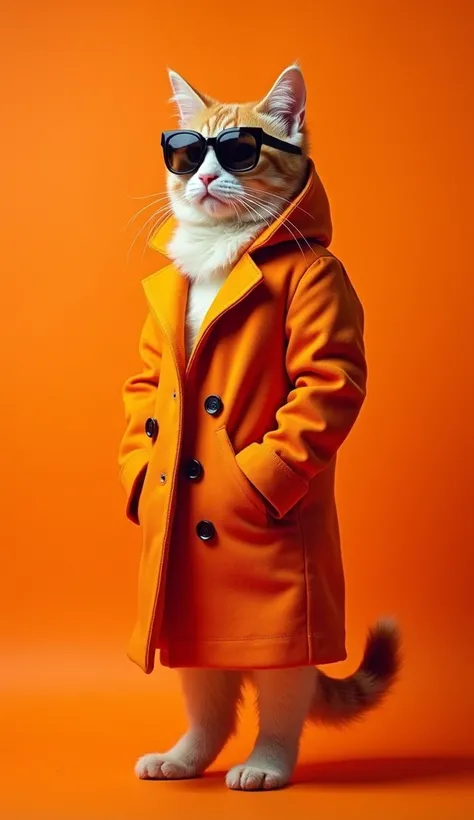 The best mobile wallpaper, Award winning wallpaper, portrait photography, In the front view there is a portrait of a cute cat dressed in 1960s mid-century space age clothing.., side view shot, shot with canon EOS R5, Establish a marked contrast that accent...