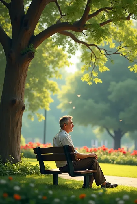 A man is sitting in the park