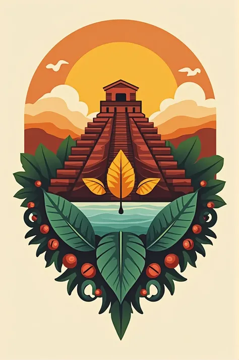 A logo that says "State Council of Multiethnic Indigenous Peoples of Veracruz", that includes indigenous elements, to the Papantla Flyers, Coffee beans and the Tajin pyramid. 