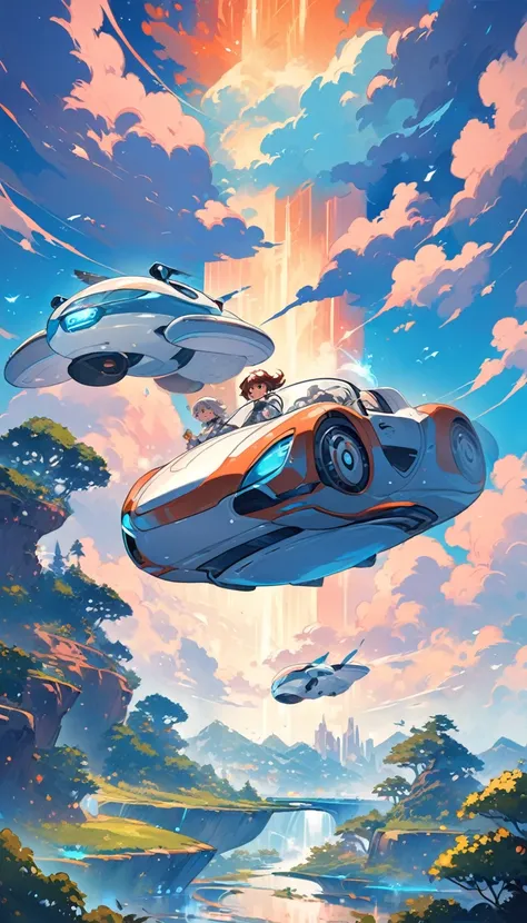 ghibli's painting style、the flying car of the future