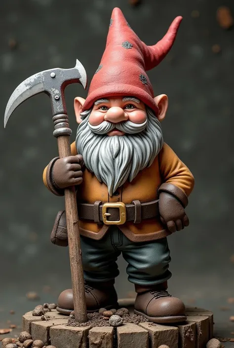 Mining gnome pickaxe that can represent a capital letter T in a