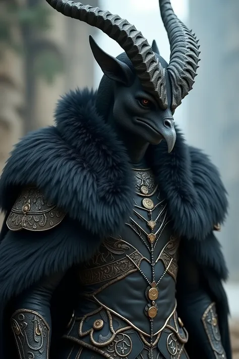 there is a man dressed in a costume with horns and a goat head, final fantasy 14 style, wearing intricate fur armor, black fur armor, ffxiv, an epic majestical degen trader, final fantasy xiv, ffxiv heavensward, final fantasy 14 sharp, final fantasy 1 4 sc...