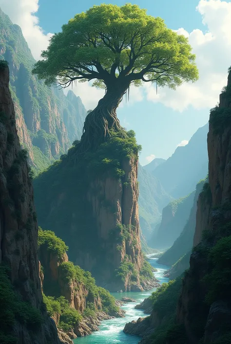 Avatar tree on the top of the mountain side of the river 