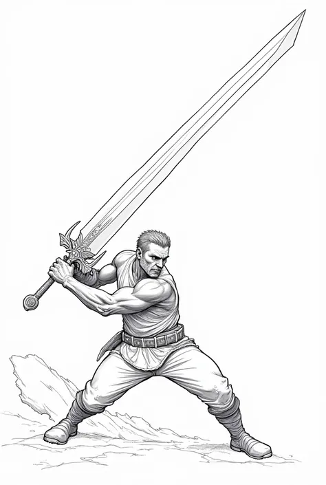 A shot of someone fighting with a great sword(Line art)
A powerful up