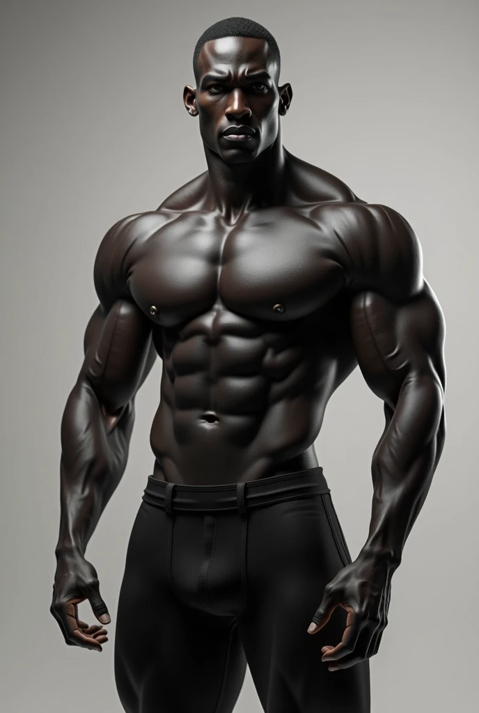 Black man with strong ectomorph body