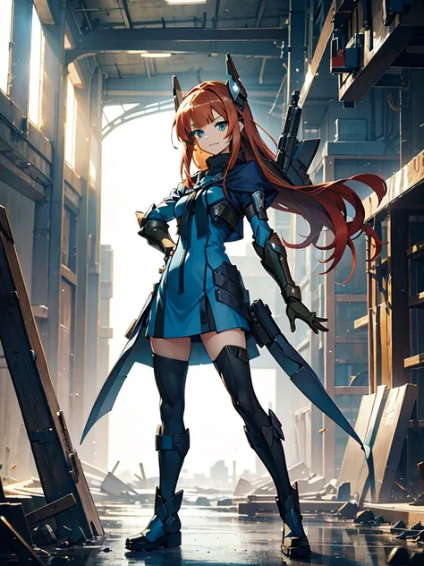 (masterpiece, Highest quality), (Thin Hair), Very detailed, Anime Style, alone, full length, Concept Art, Painting setting, Cyberpunk Gunslinger Girl, red hair and green eyes,Cyberpunk High Tech Armor Suit, Cyber Headgear, Giant gauntlet, He had a gun in e...