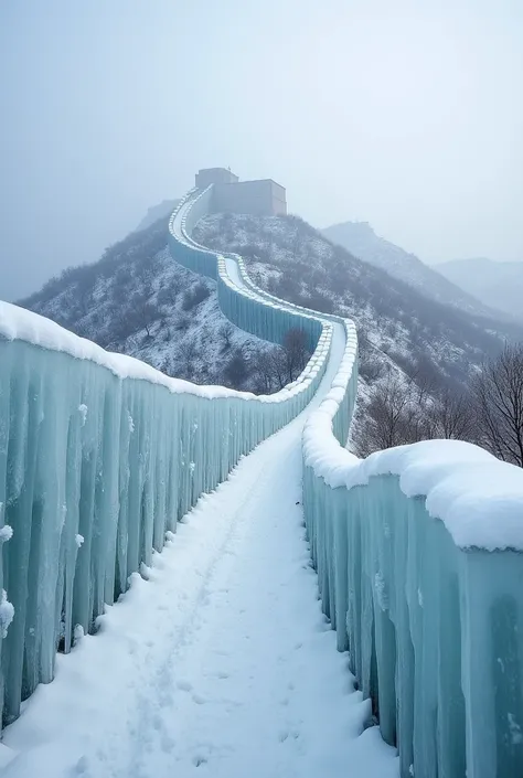 The Great Wall of China made of ice（No snow）