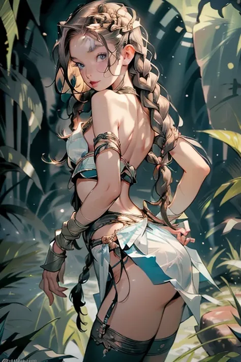 ((Highest quality)), ((masterpiece)), (detailed), One girl, (Large forehead:1.2),extremely detailed cute anime face, (((Flat Chest))), (Flat Chest:1.1),((((Long twin braids,Tight braids,Long braids,Braided hair,Long Hair)))),Complex eyes,beautiful detailed...