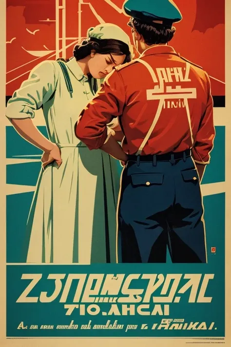 In the style of Soviet posters、Write about workers who endure long working hours