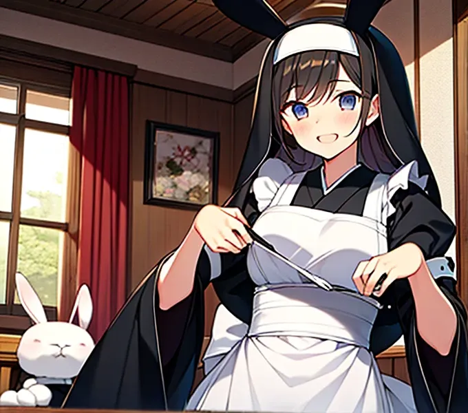 Highest quality, Tabletop, Game CG, (kimono),maid,Nuns, bunny, 複数のgirl, 6+girl, Bunny ears, Rabbit&#39;s Tail, 6人のgirl, 6人のgirl, lureする, obscene, desire, lure, (Stir),