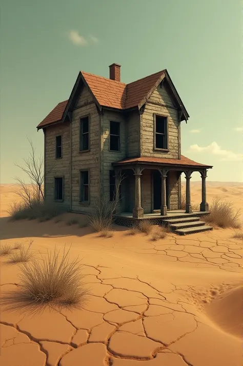 Haunted house in desert